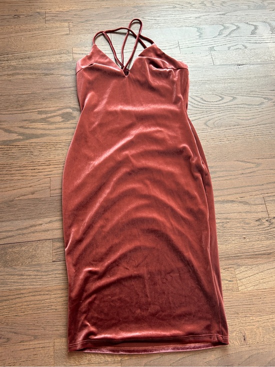 The Vintage Shop Dresses & Skirts - The vintage ship strapped v neck Velvet Slip Dress in Rust